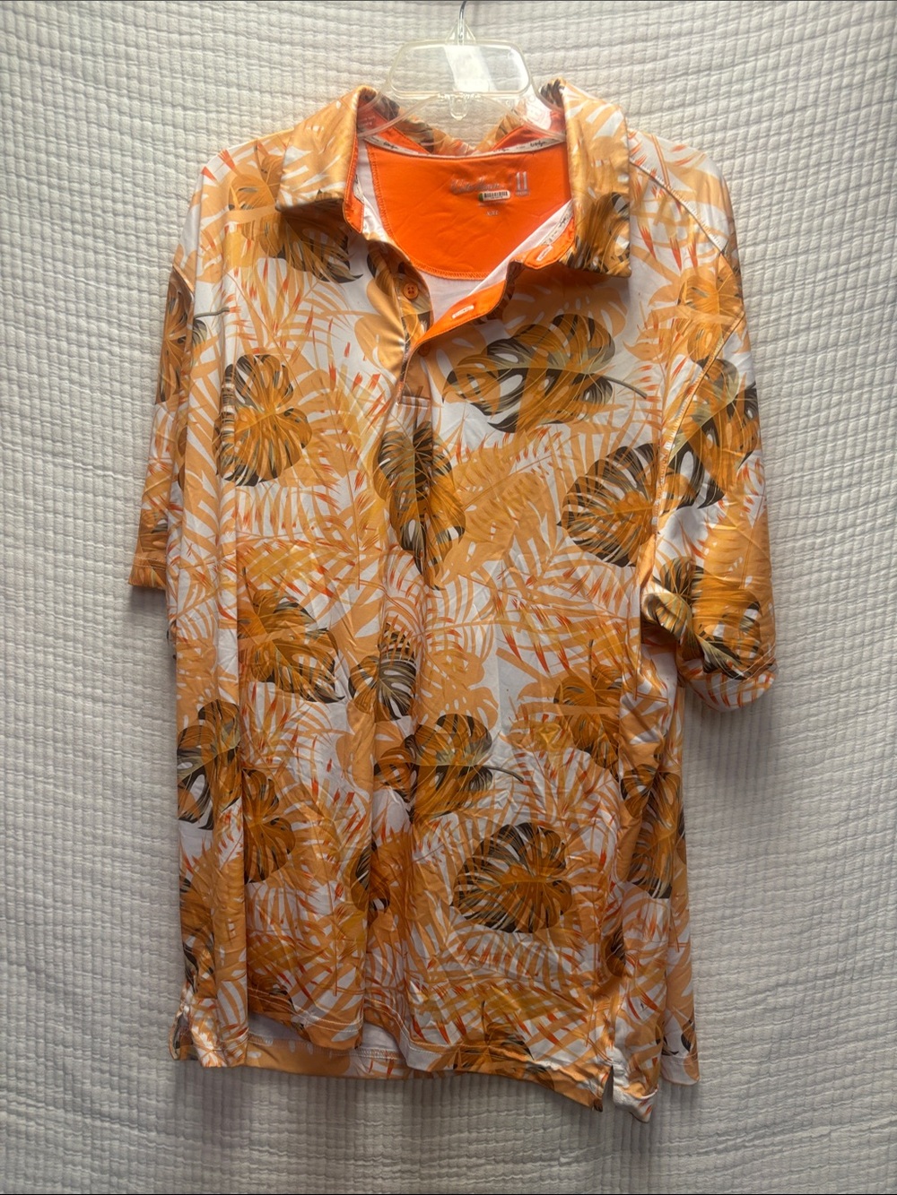 Walter Hagen Orange Tropical Print Golf Shirt